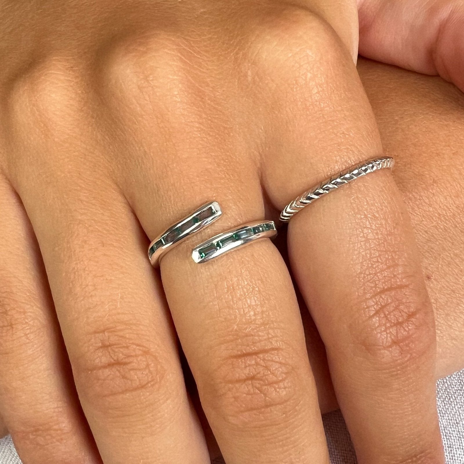 Fern Green Topaz Sterling Silver Gemstone Stacking Ring - Honoura