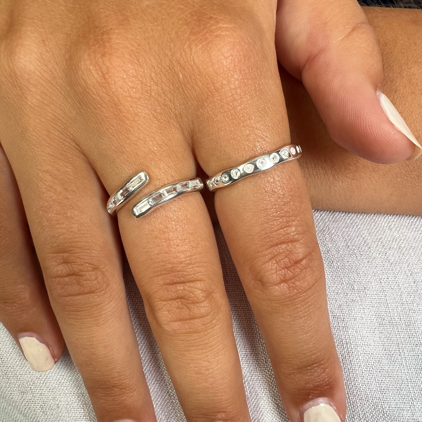 White Topaz Sterling Silver Gemstone Stacking Ring - Honoura