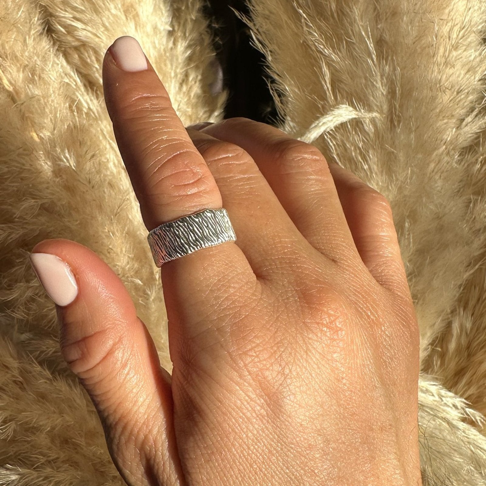 Wide Sterling Silver Statement Ring - Honoura