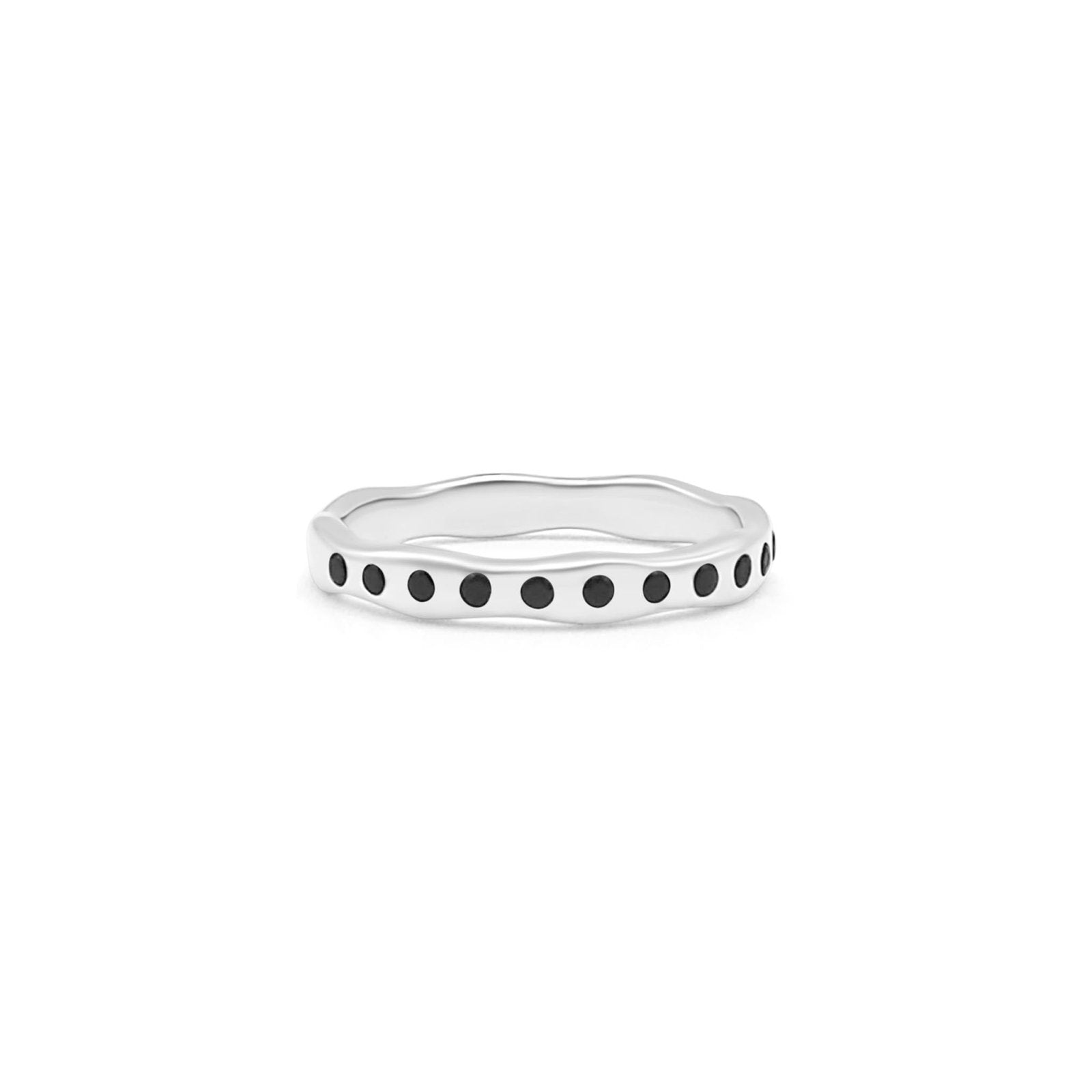 Black Spinel Sterling Silver Gemstone Stacking Ring - Honoura