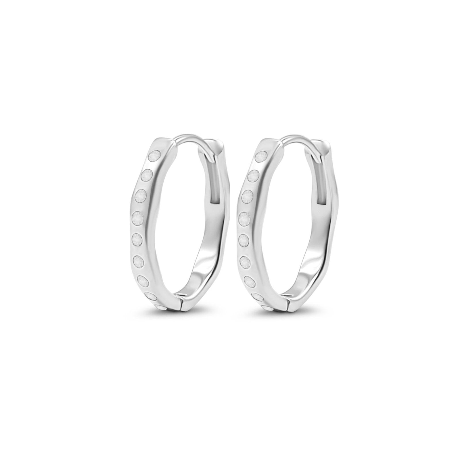 Rainbow Moonstone Midi Sterling Silver Gemstone Hoops - Honoura