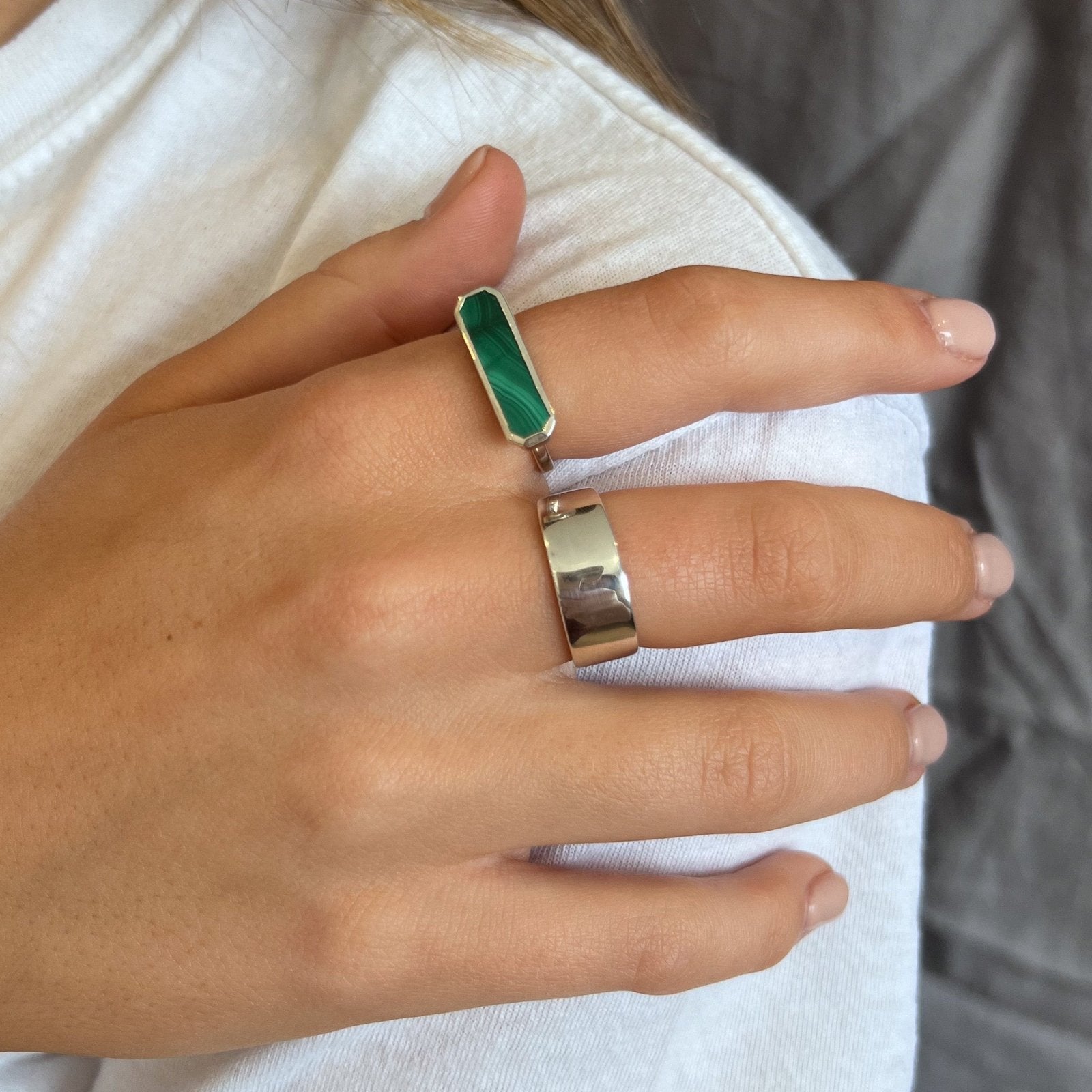 Sterling Silver Wide Band Chunky Ring - Honoura