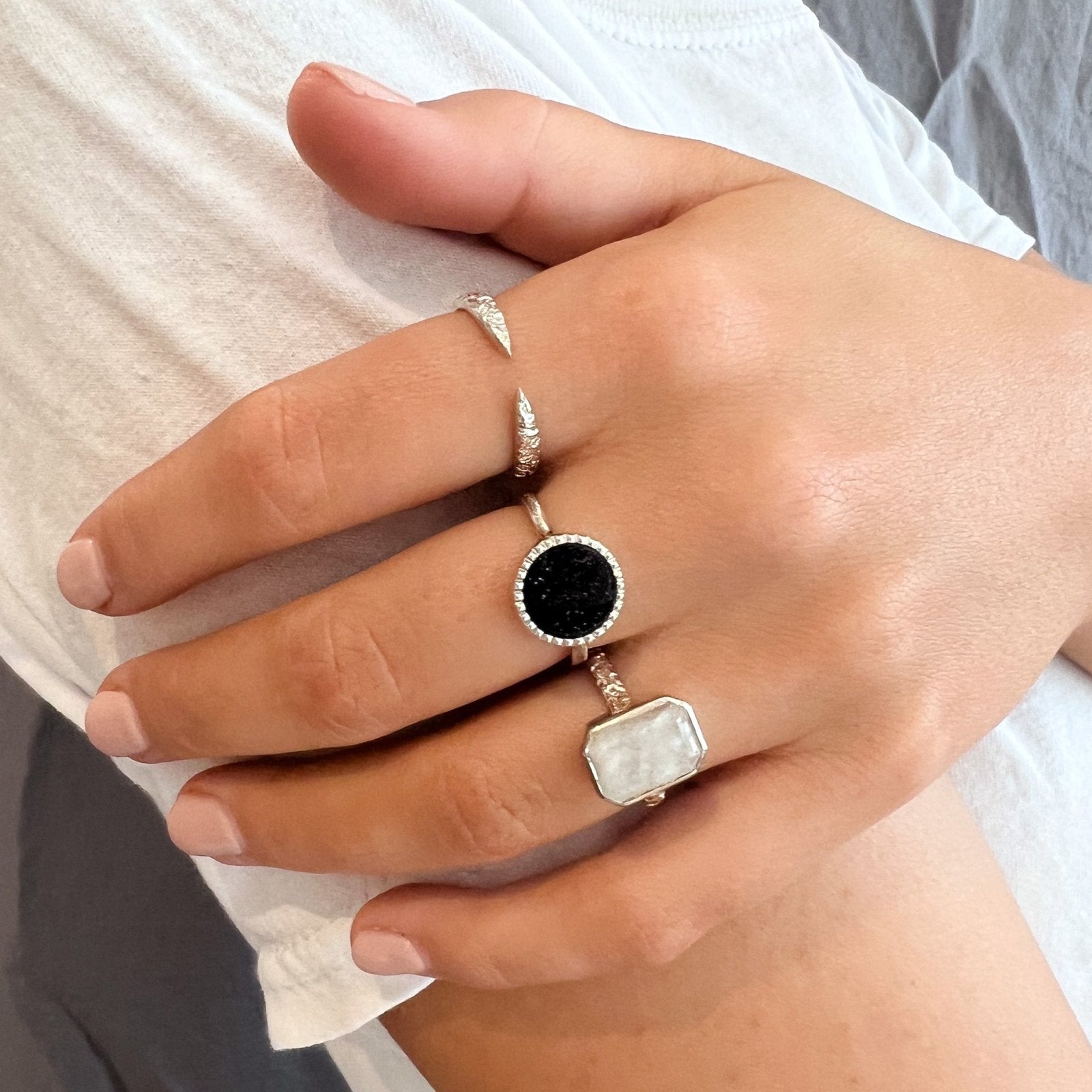 Rainbow Moonstone Sterling Silver Gemstone Ring - Honoura