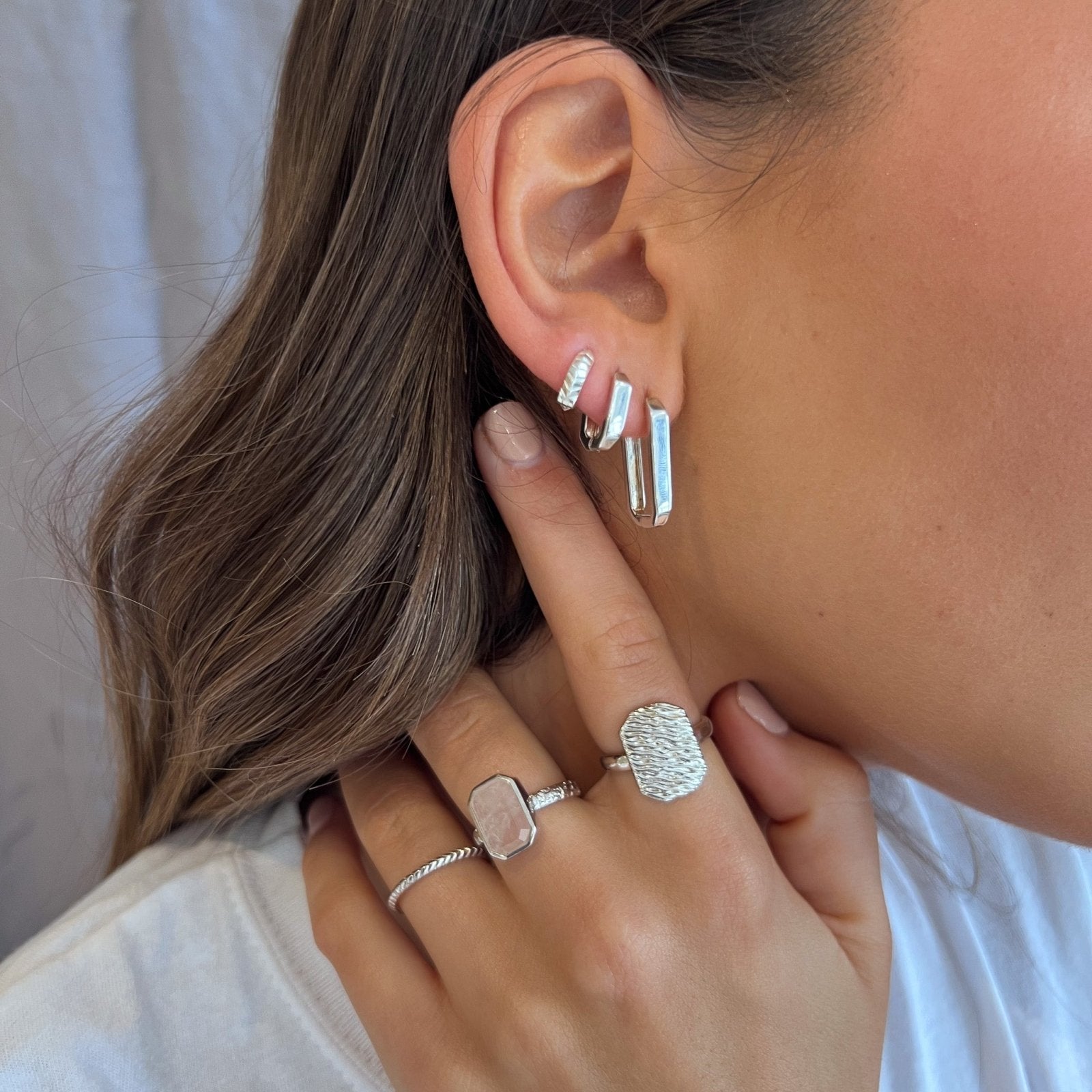 Rose Quartz Sterling Silver Statement Gemstone Ring - Honoura