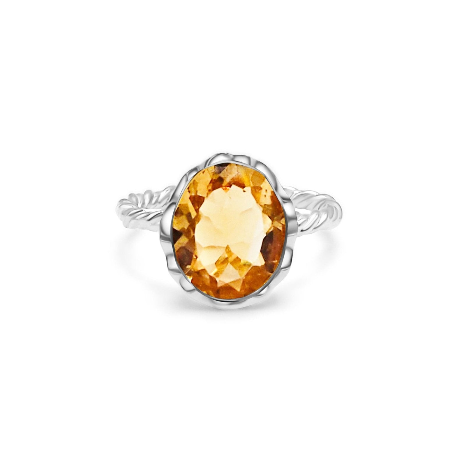 Citrine Sterling Silver Statement Gemstone Ring - Honoura