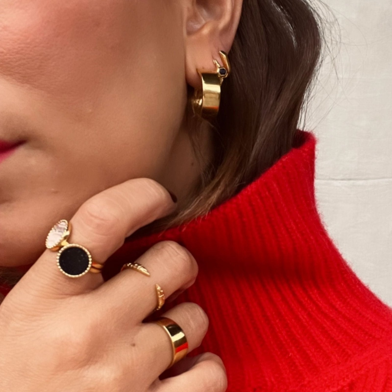 18k Gold Vermeil Textured Open Stacking Ring - Honoura