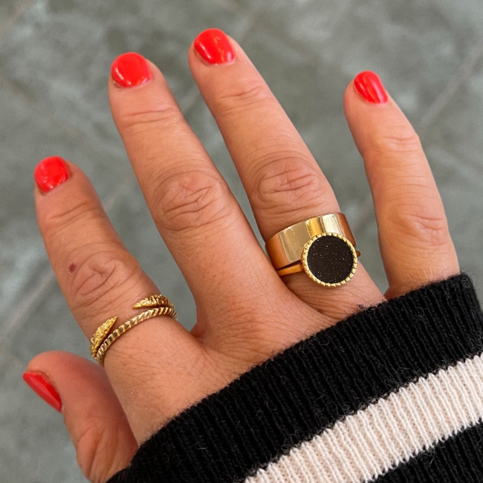 18k Gold Vermeil Textured Open Stacking Ring - Honoura