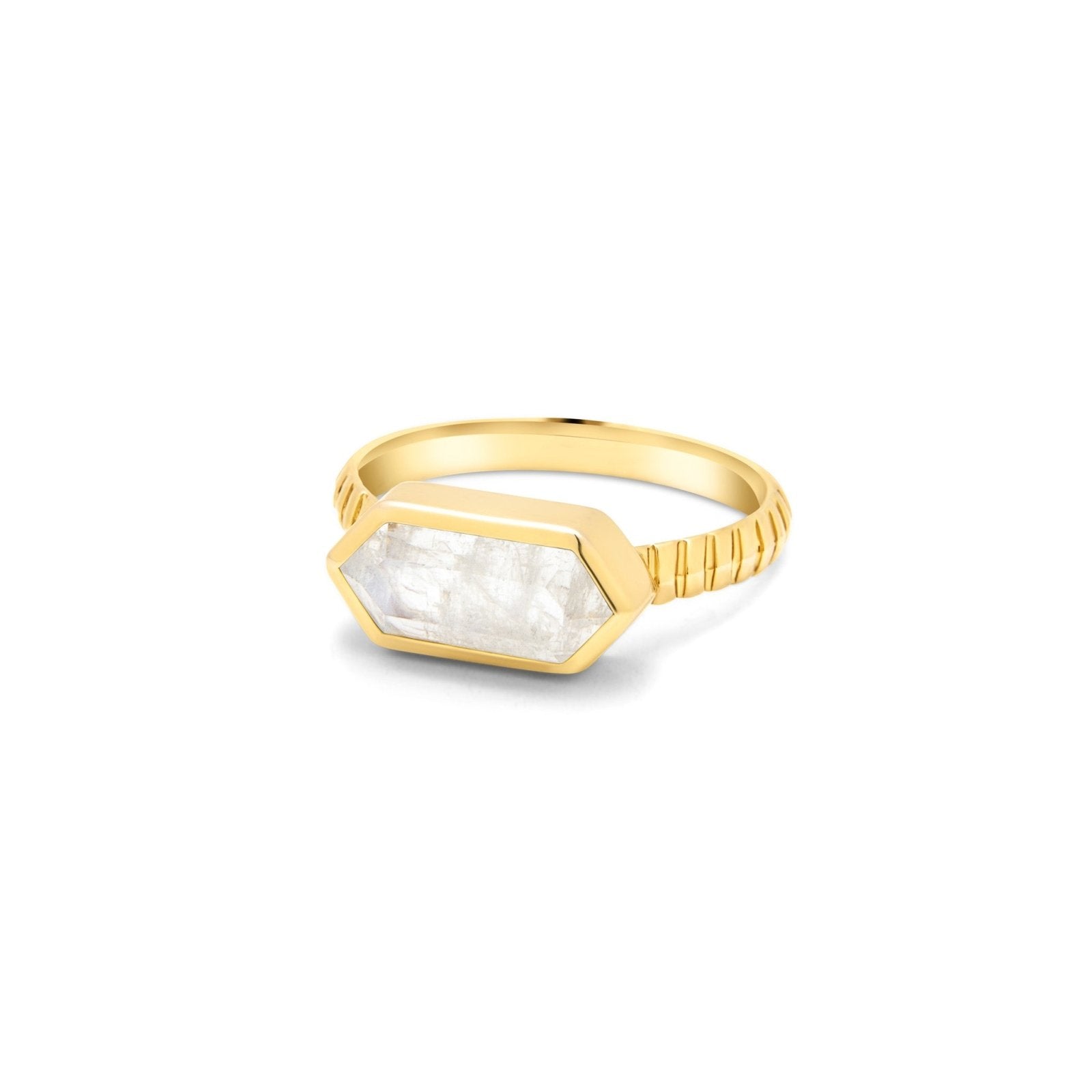 Rainbow Moonstone 18k Gold Vermeil Statement Gemstone Ring - Honoura