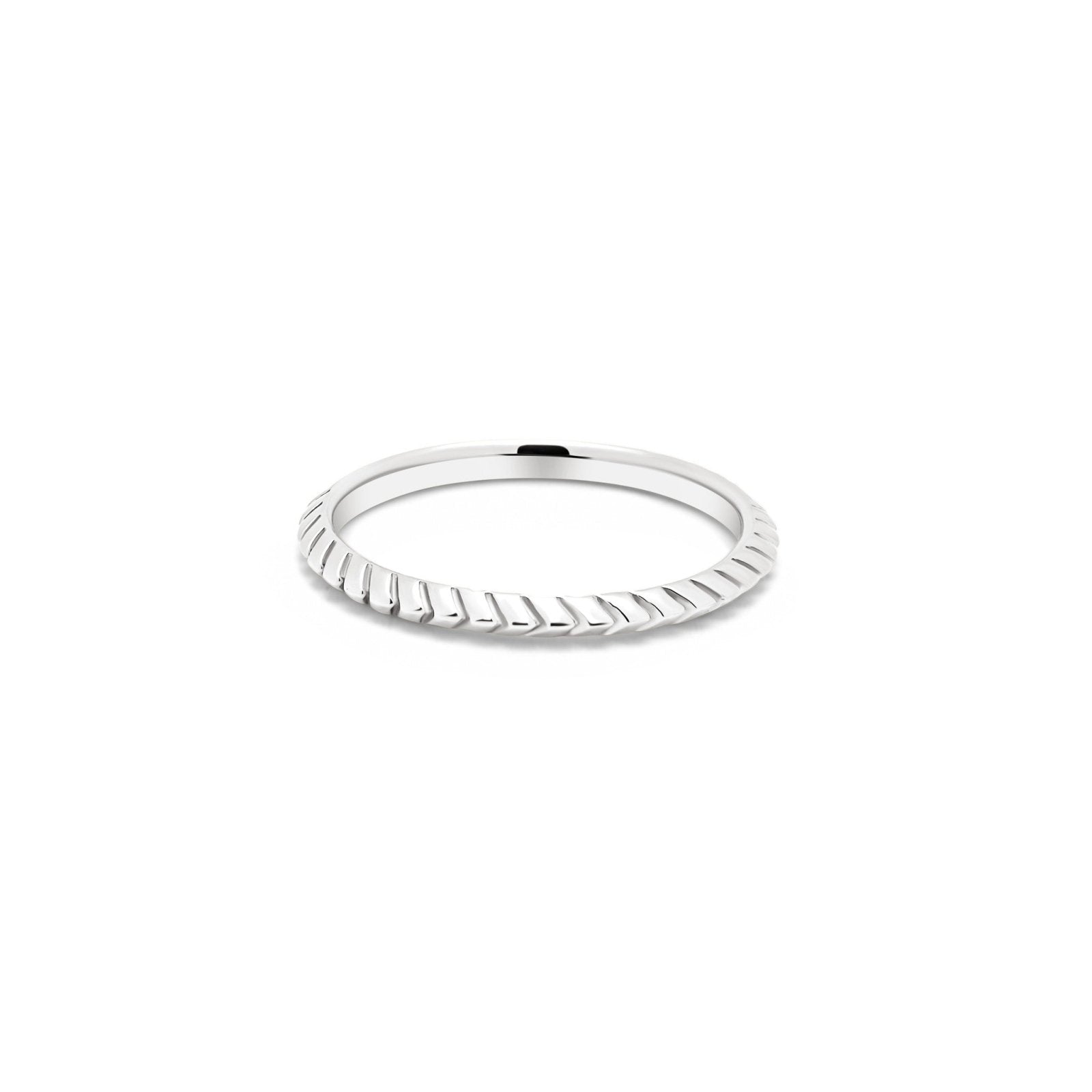 Sterling Silver Etched Stacking Ring - Honoura
