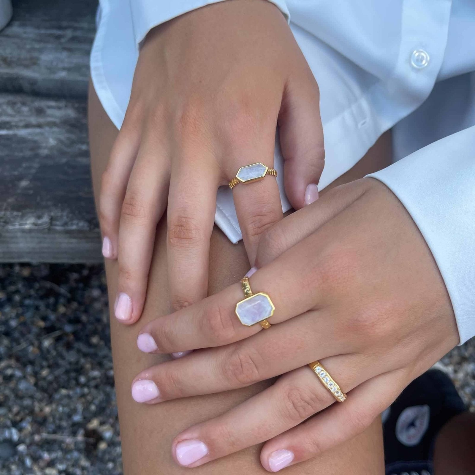 Rainbow Moonstone 18k Gold Vermeil Statement Gemstone Ring - Honoura