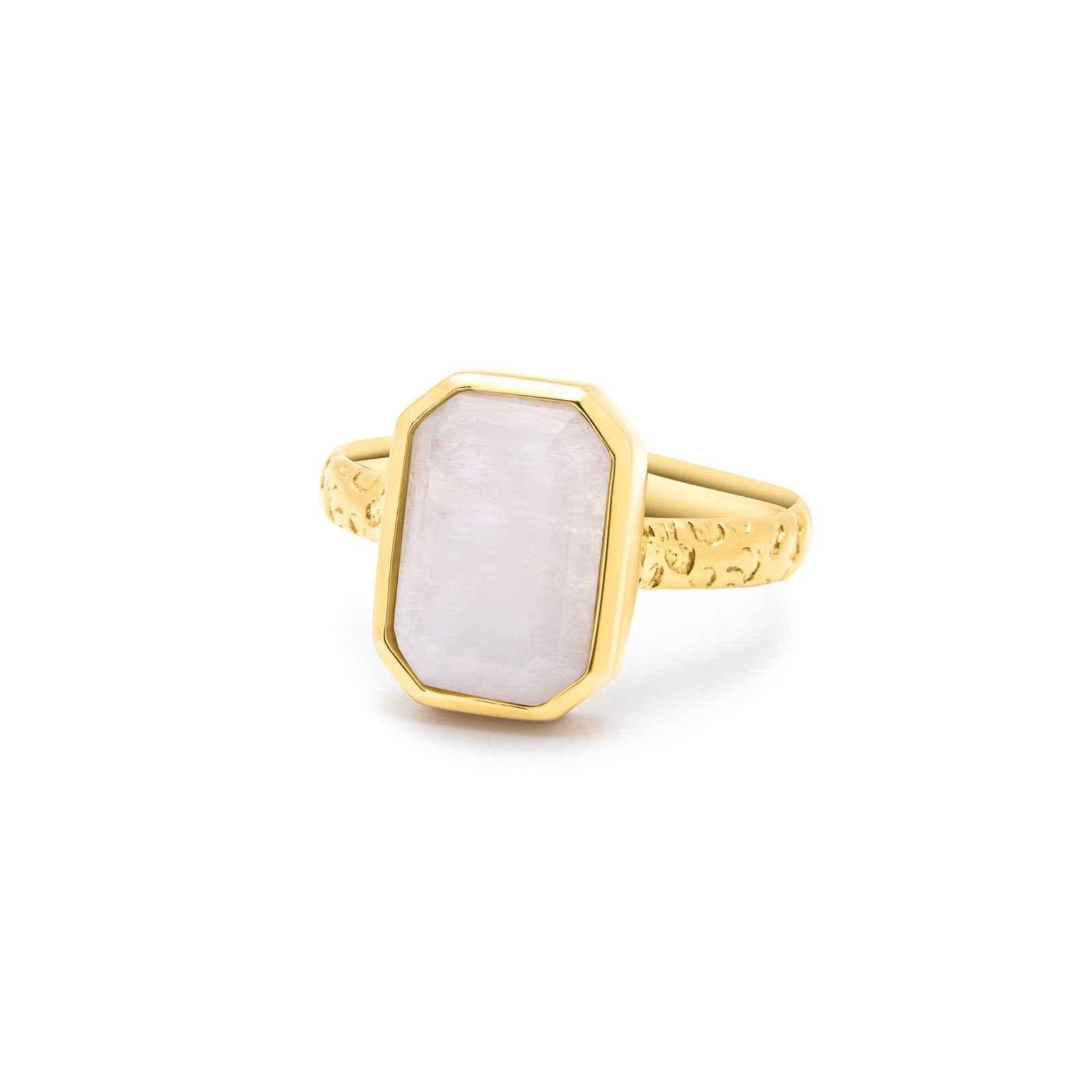Rainbow Moonstone 18k Gold Vermeil Statement Gemstone Ring - Honoura