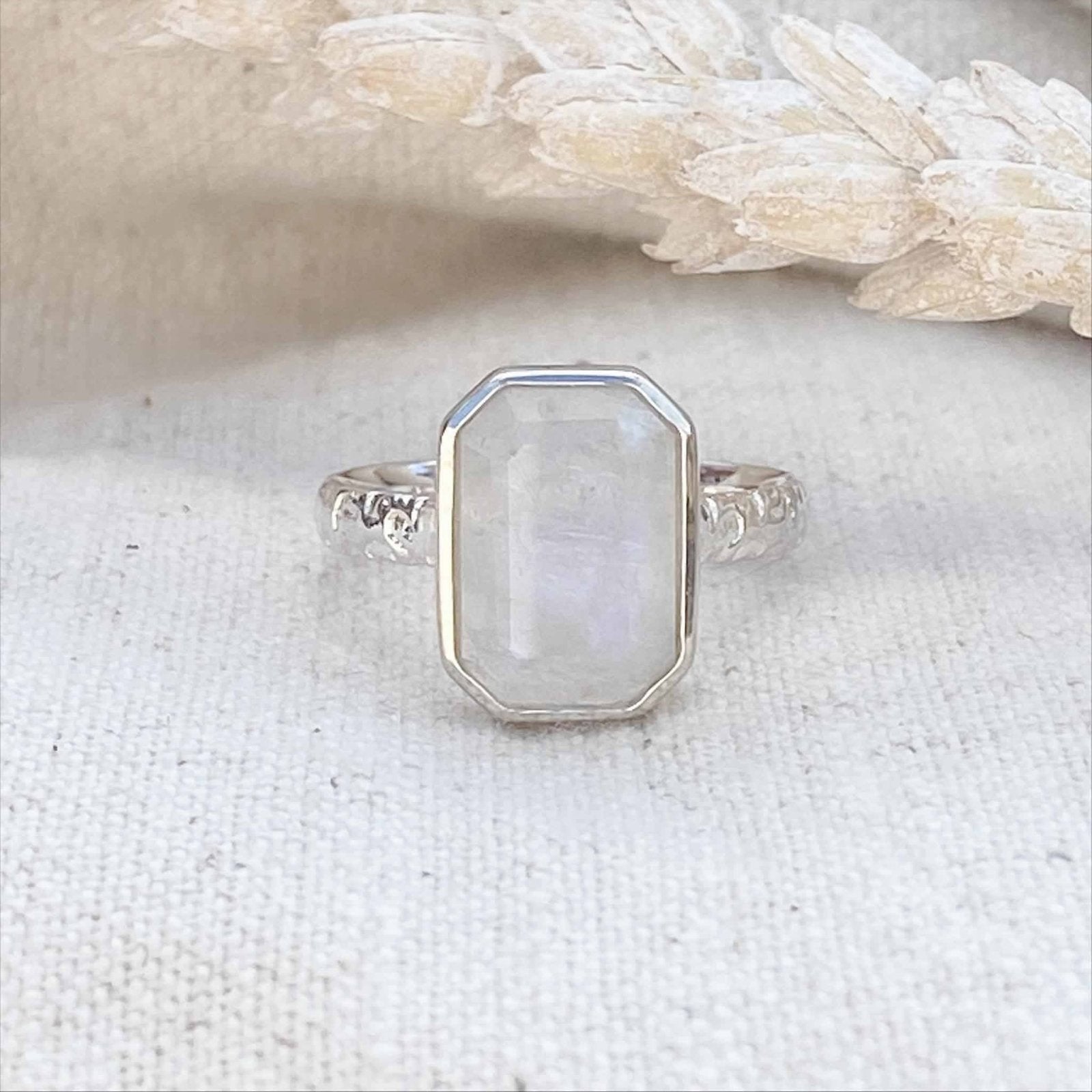 Rainbow Moonstone Sterling Silver Gemstone Ring - Honoura