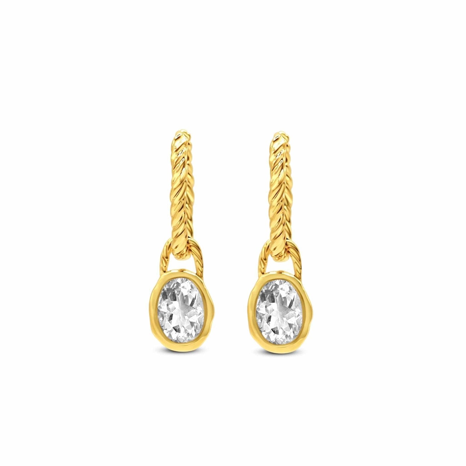 Avra Clear Quartz Gold Vermeil Midi Gemstone Hoop Earrings - Honoura
