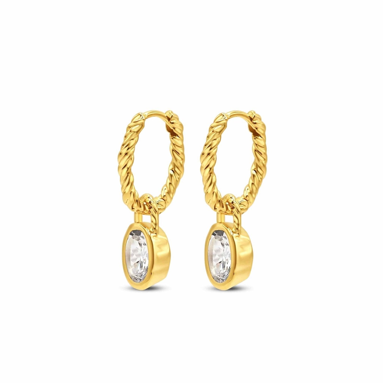 Avra Clear Quartz Gold Vermeil Midi Gemstone Hoop Earrings - Honoura