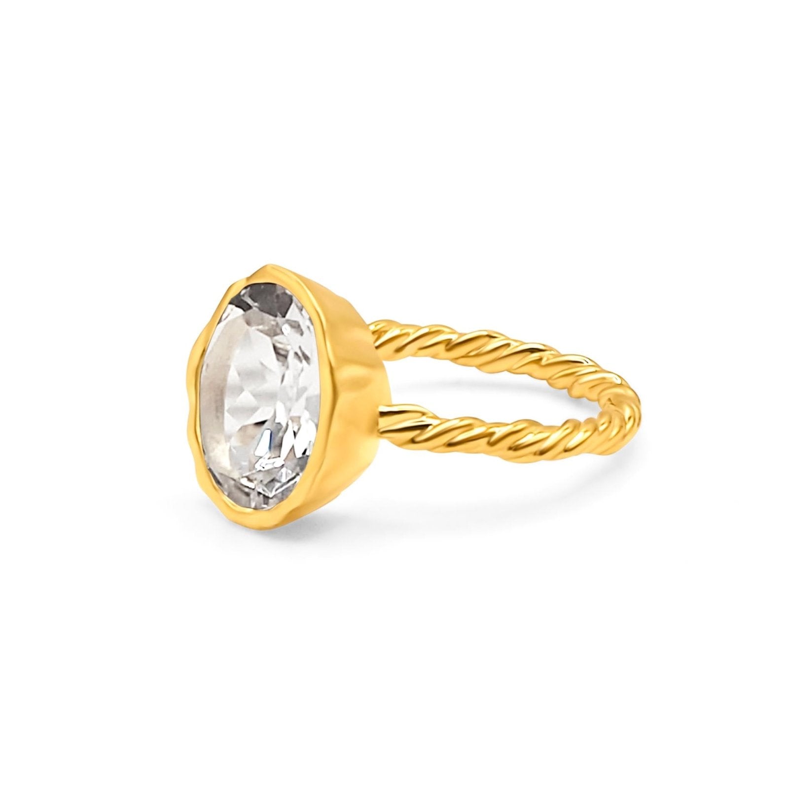 Avra Clear Quartz Gold Vermeil Ring - Honoura