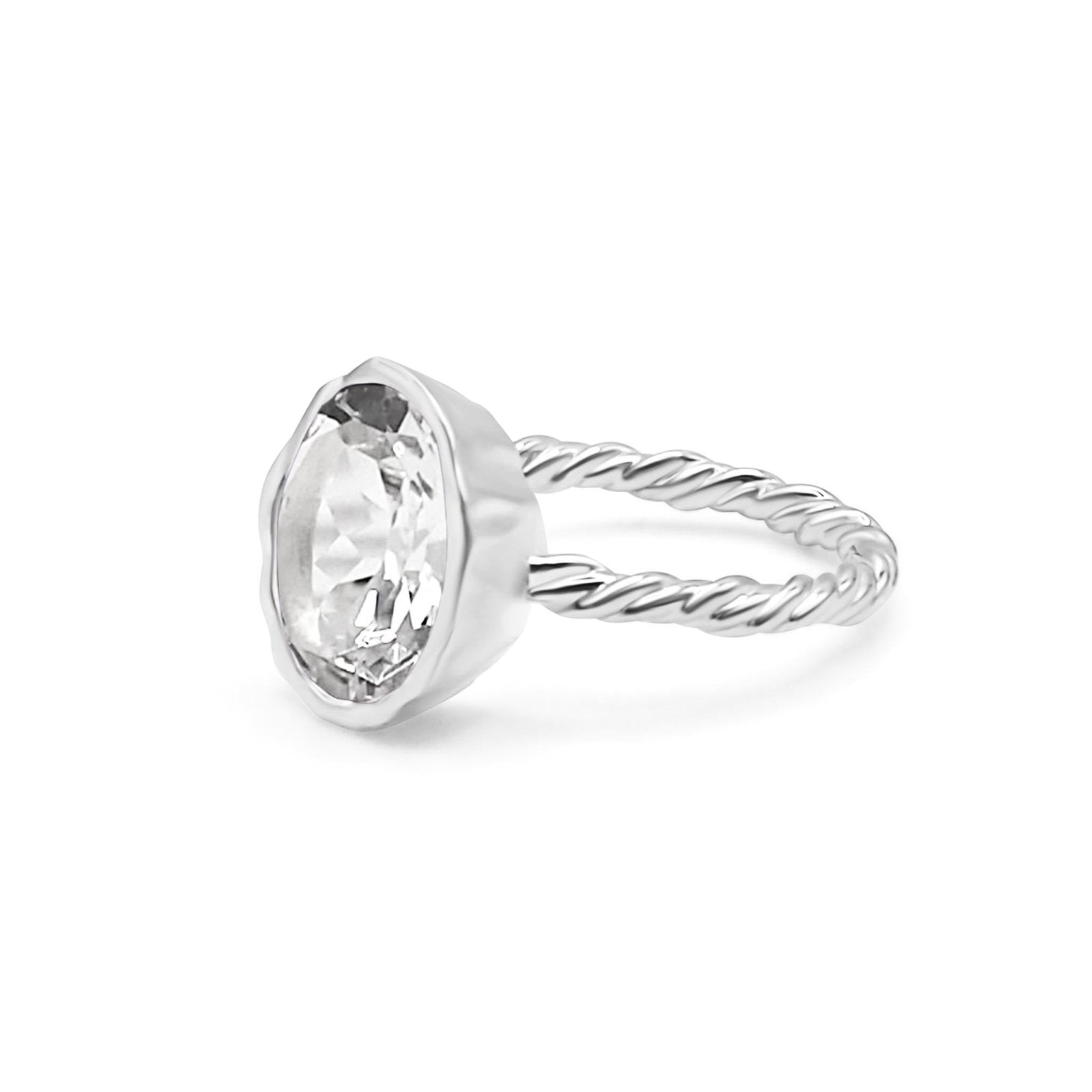 Avra Clear Quartz Silver Ring - Honoura