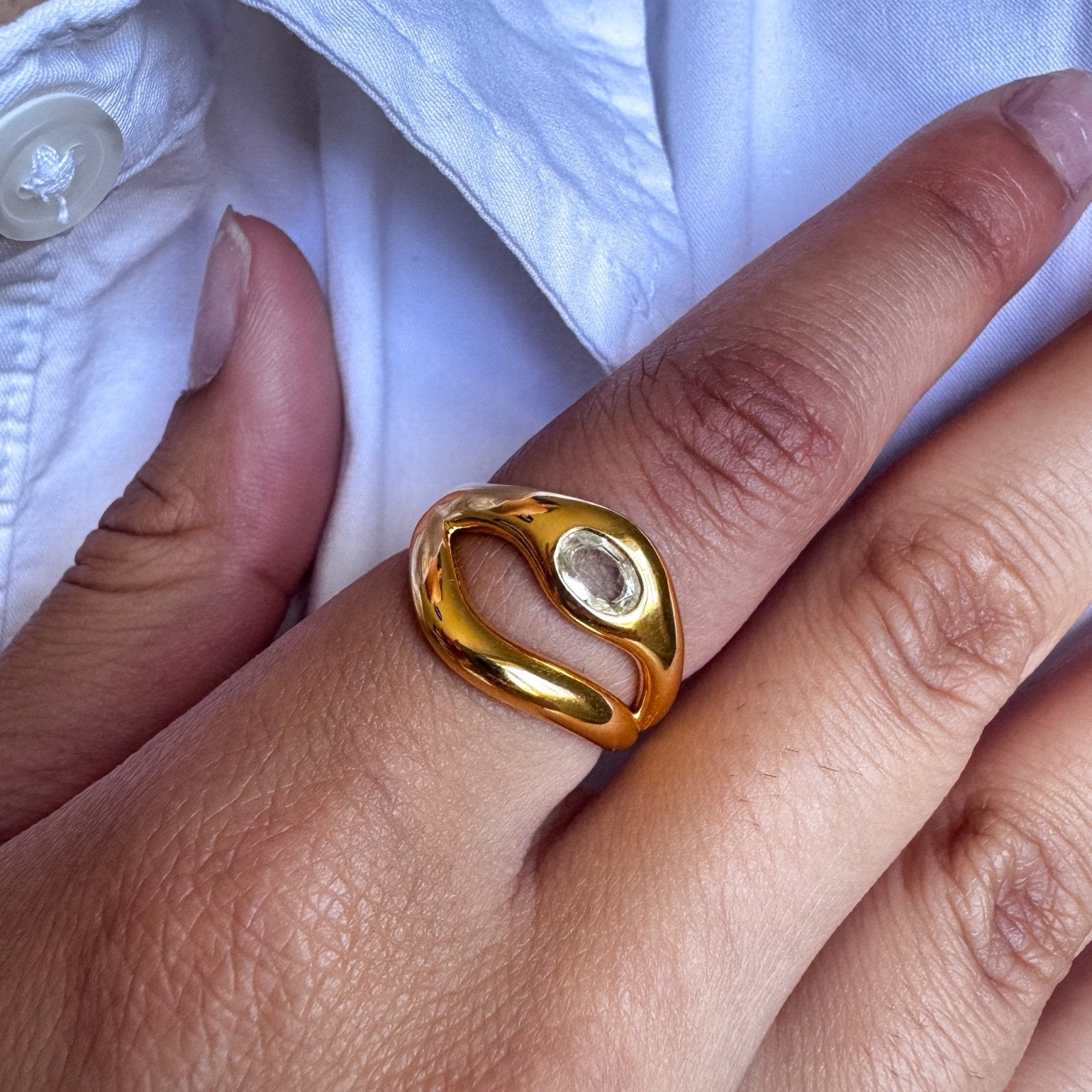 Bella Green Amethyst Gold Vermeil Ring - Honoura