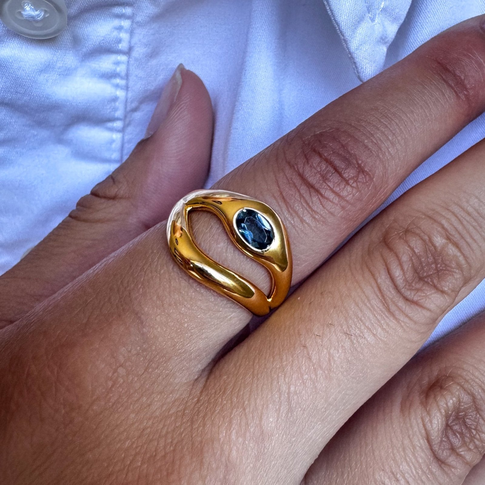 Bella London Blue Gold Vermeil Ring - Honoura