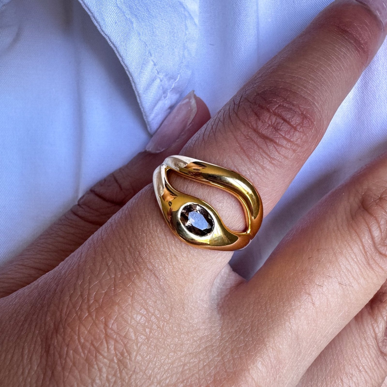 Bella Smokey Quartz Gold Vermeil Ring - Honoura