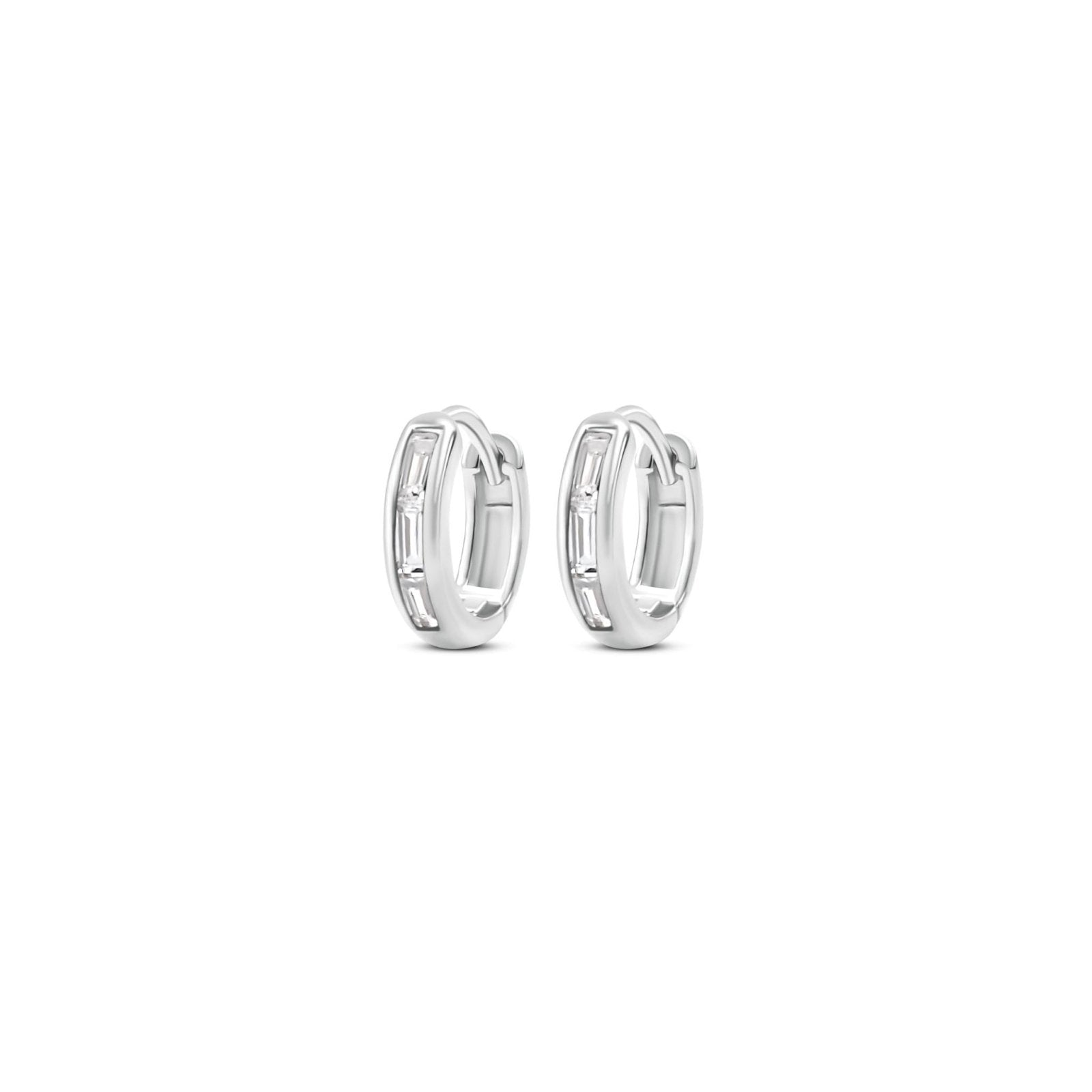 Gwenie White Topaz Mini Silver Hoops - Honoura