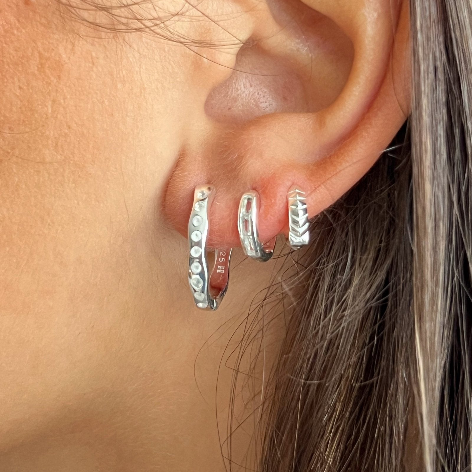 Kyma Rainbow Moonstone Midi Silver Hoops - Honoura