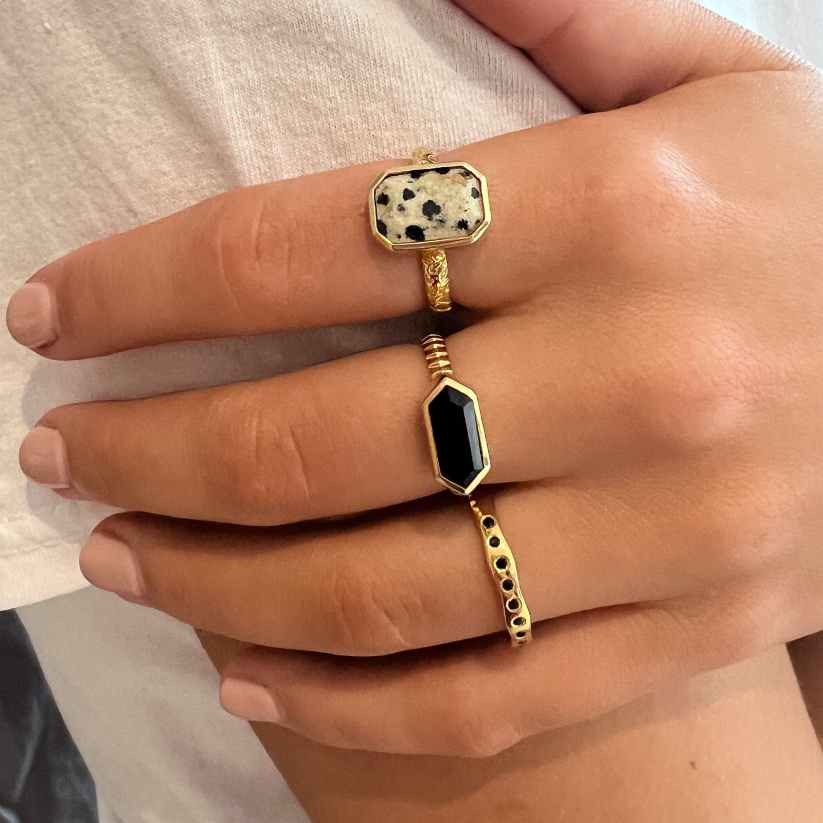 Lile Black Onyx Gold Vermeil Ring - Honoura