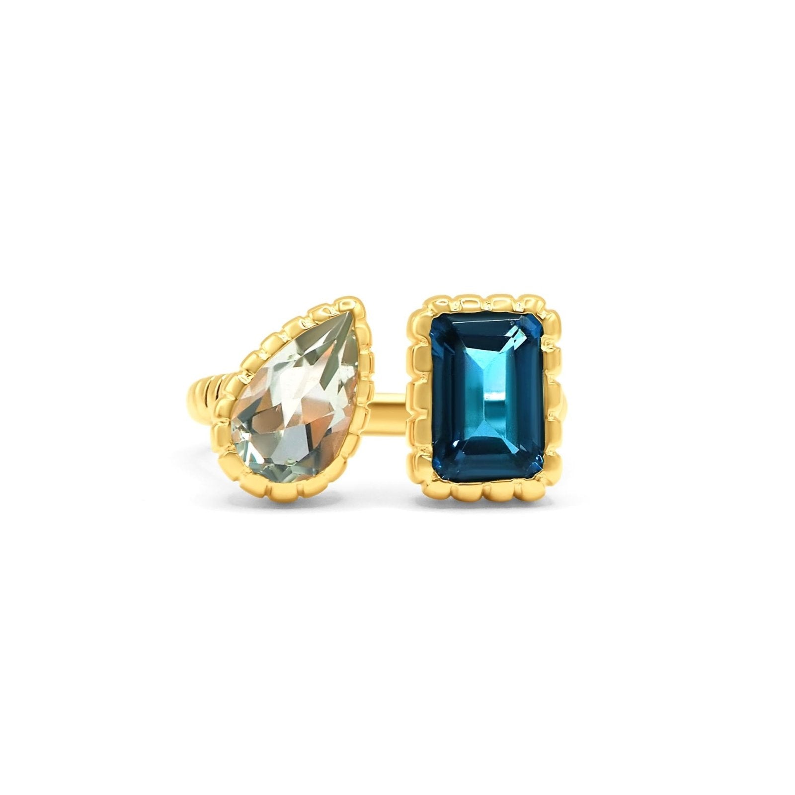 Lyla Rainbow Green Amethyst & London Blue Topaz Gold Vermeil Ring - Honoura