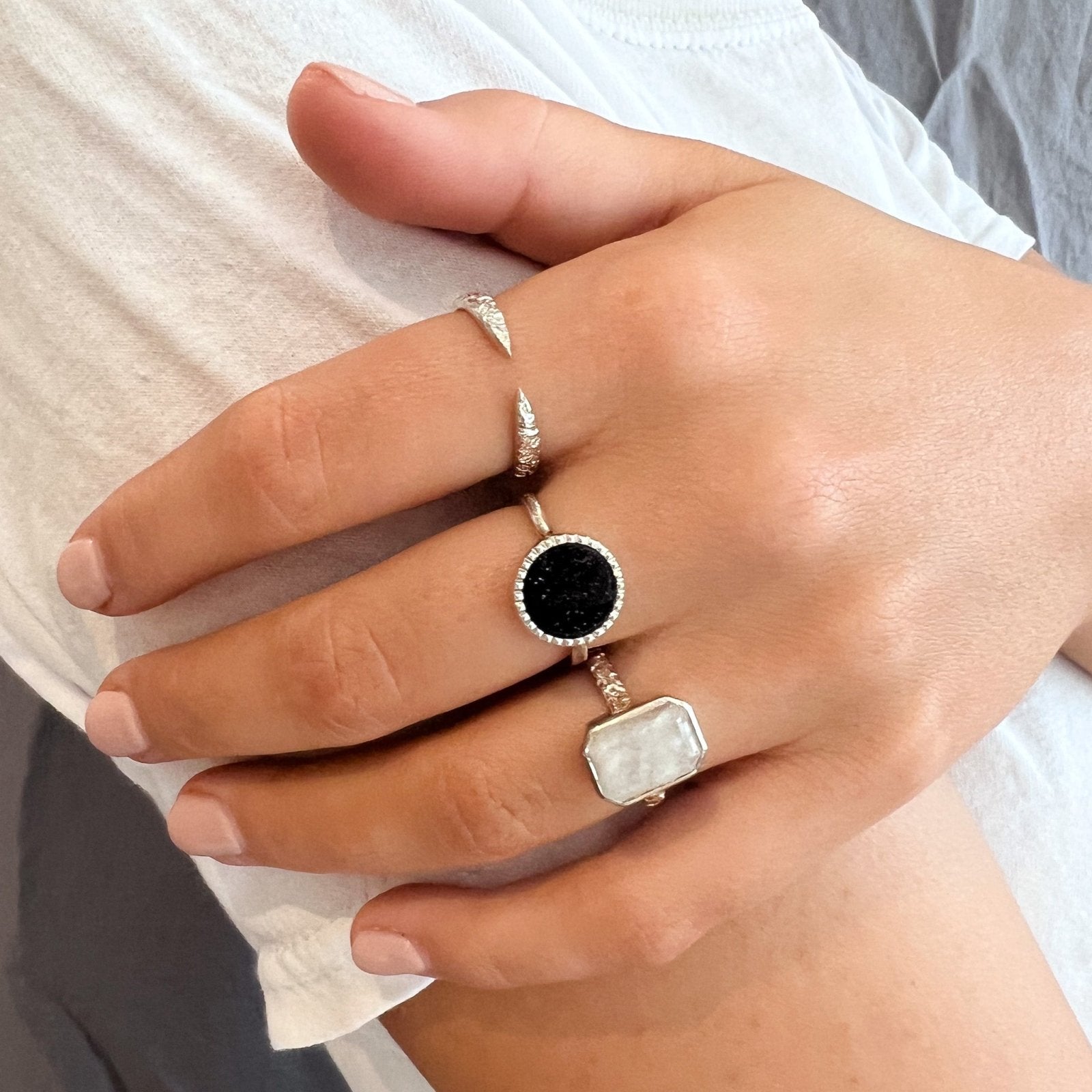 Raya Blue Goldstone Silver Ring - Honoura