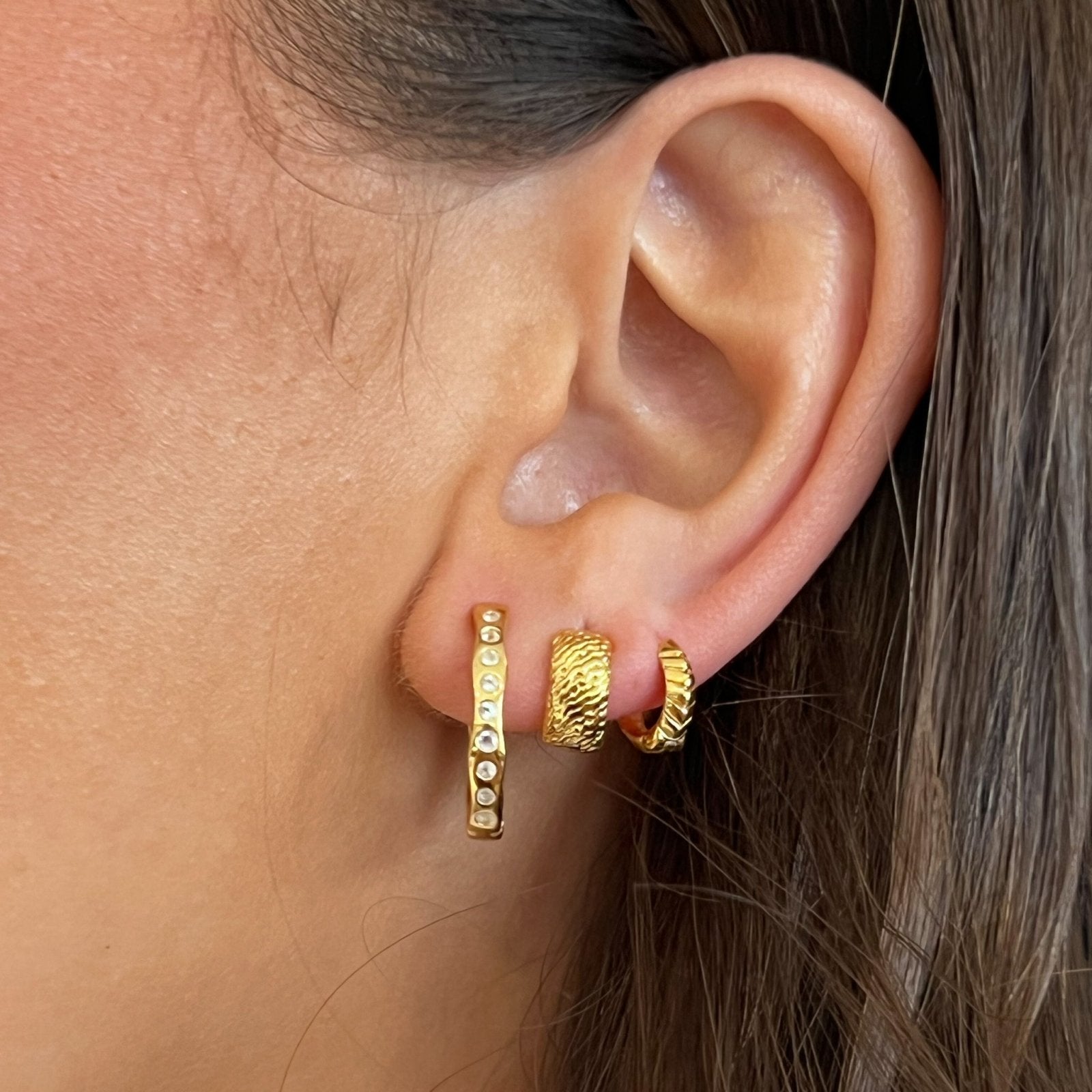 Gold Huggie Hoop Earrings Shay Honoura Jewellery