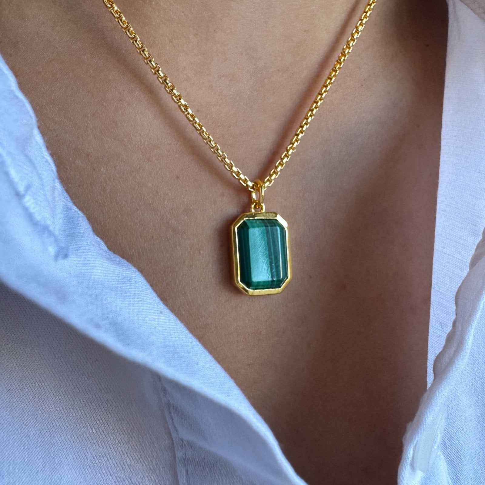 Vye Malachite Gold Vermeil Necklace - Honoura