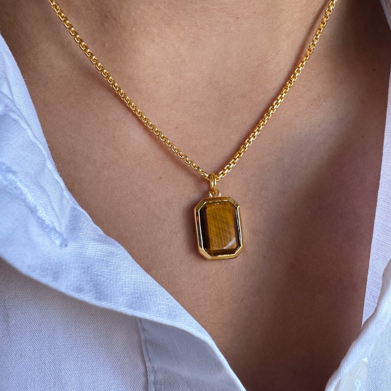 Vye Tigers Eye Gold Vermeil Necklace - Honoura