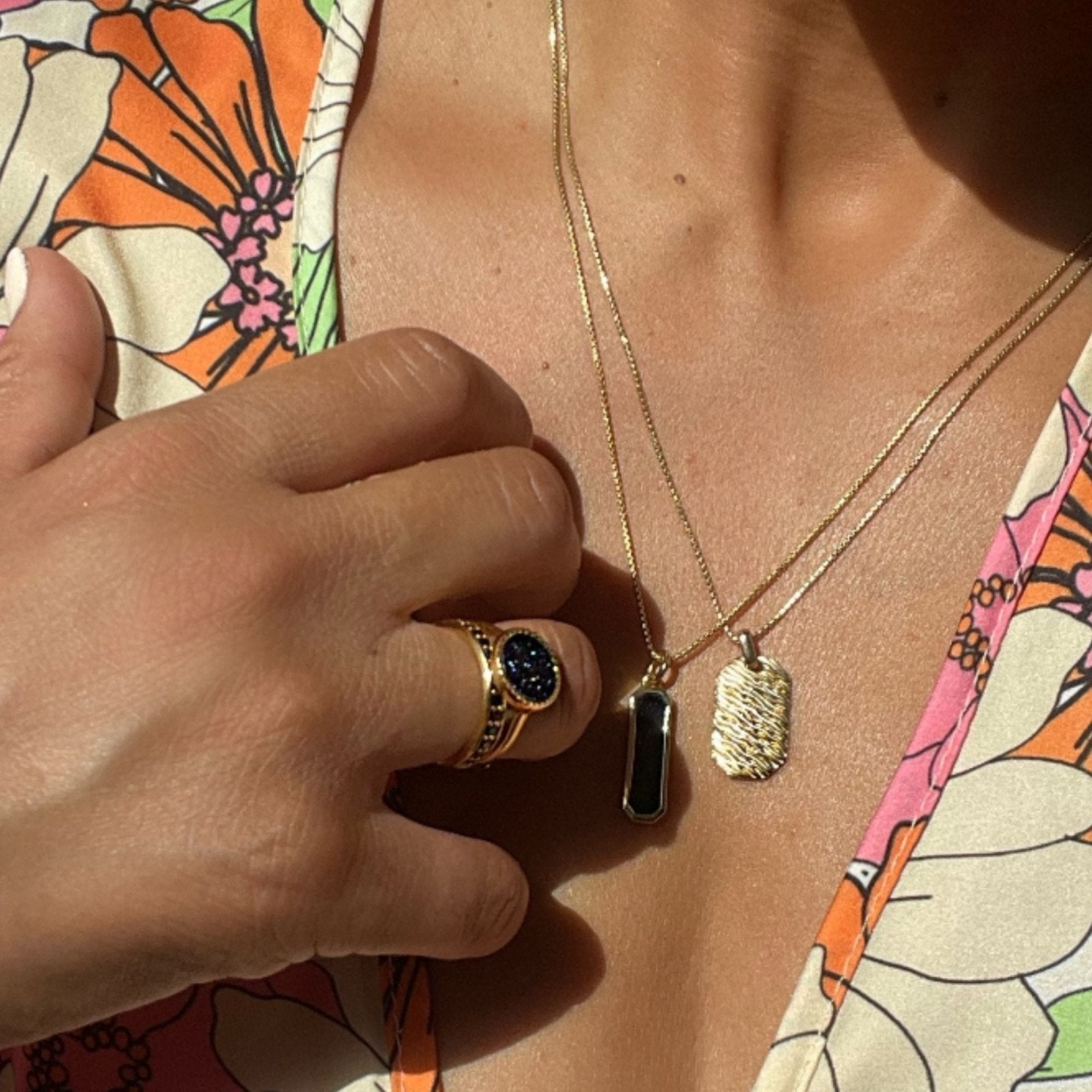 Eva Blue Goldstone Gold Vermeil Necklace - Honoura