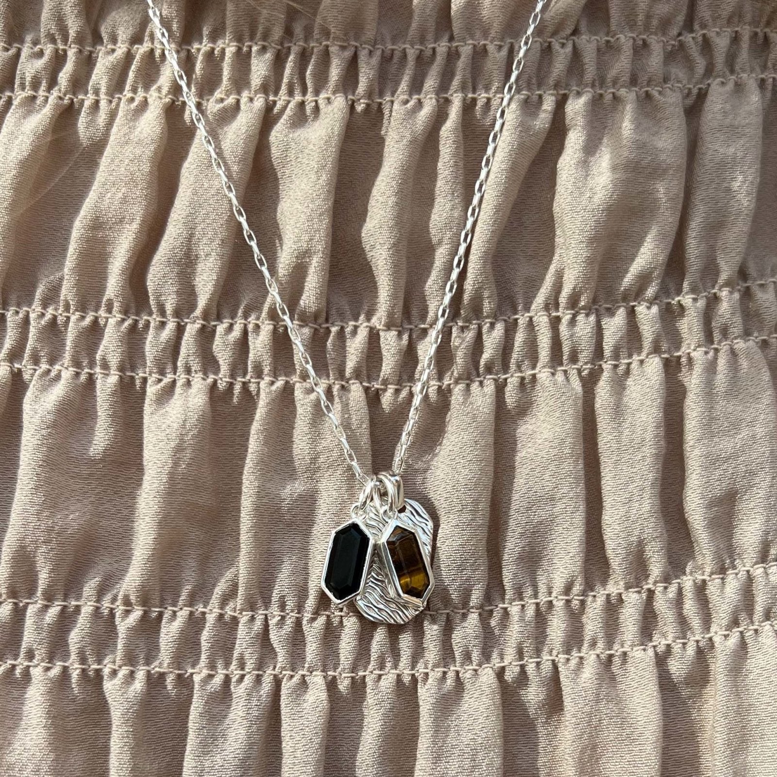LILE TIGERS EYE SILVER NECKLACE - Honoura