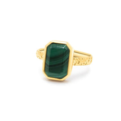 Malachite 18K Gold Vermeil Statement Gemstone Ring - Honoura