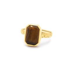 Tigers Eye 18k Gold Vermeil Statement Gemstone Ring - Honoura